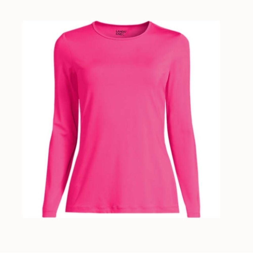 LANDSEND Wm PLUS Size UPF 50 Long Sleeve Relaxed Rash Guard Tee